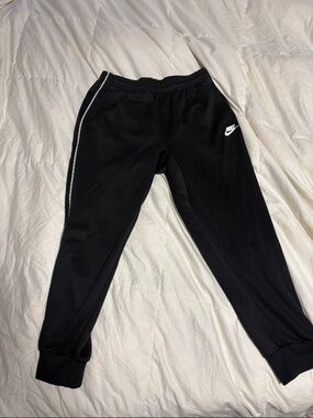 Nike Black Kids' Joggers with White Logo and Side Trim